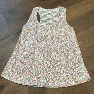 Reckless Hearts Racerback Floral Tank Top Size Medium